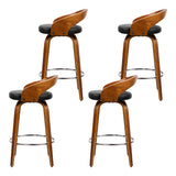 Artiss Set of 4 Walnut Wood Bar Stools - Black and Brown