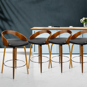 Walden PU Leather Wooden Swivel Kitchen Bar Stool Set of 4 – Black