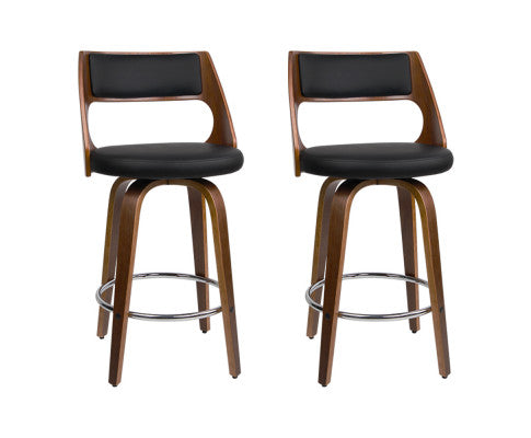 Marlow PU Leather Swivel Kitchen Bar Stool Set of 2 – Black