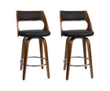 Set of 2 Wooden Bar Stools Swivel Bar Stool Kitchen Dining Chair Cafe Black 76cm