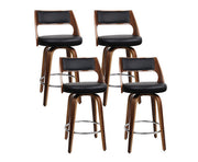 Marlow PU Leather Wooden Swivel Kitchen Bar Stool Set of 4 – Black