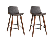 Lennox PU Leather Wooden Bar Stool Set of 2 – Walnut