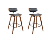 Mika PU Leather Kitchen Bar Stool Set of 2 – Black