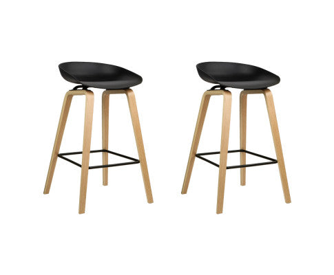 Nico Plastic Backless Kitchen Bar Stool Set of 2 – Black