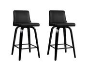 Rowan PU Leather Wooden Swivel Bar Stool Set of 2 – Black