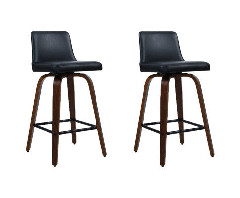 Felipe PU Leather Swivel Kitchen Bar Stool Set of 2 – Brown