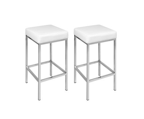 Arlo PU Leather Backless Bar Stool Set of 2 – White
