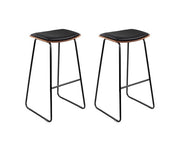 Porter PU Leather Backless Bar Stool Set of 2 – Black