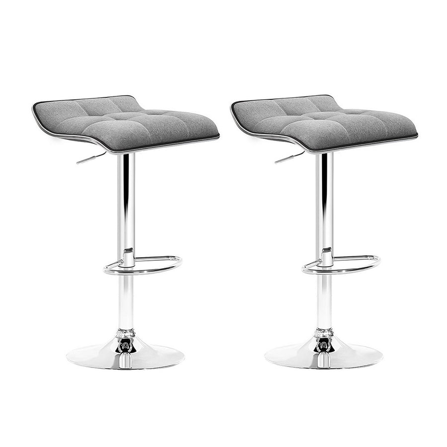 Mason Fabric Gas-Lift Swivel Kitchen Bar Stool Set of 2 – Grey