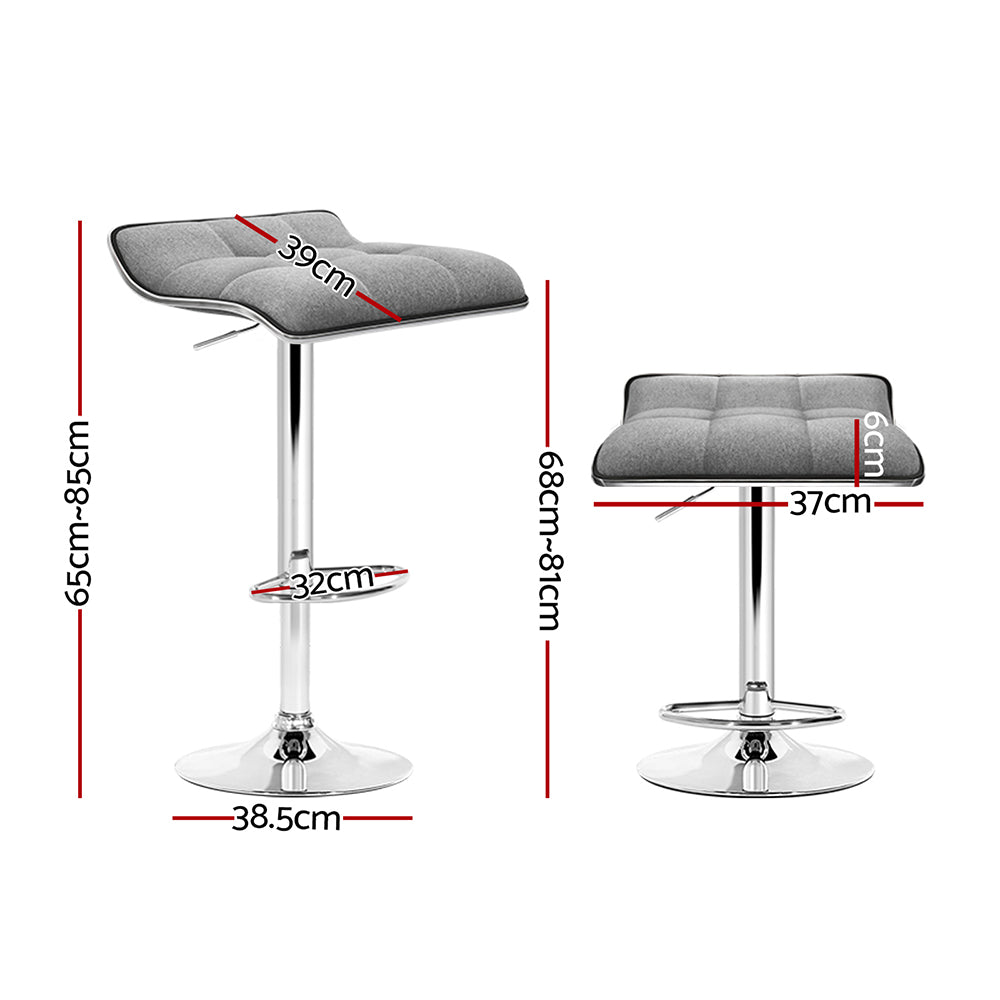Mason Fabric Gas-Lift Swivel Kitchen Bar Stool Set of 2 – Grey