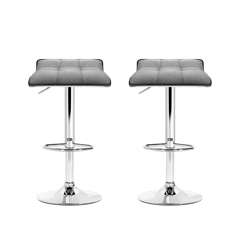 Mason Fabric Gas-Lift Swivel Kitchen Bar Stool Set of 2 – Grey