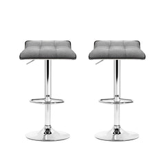 Artiss Set of 2 Fabric Bar Stools Swivel Bar Stools- Grey Chrome