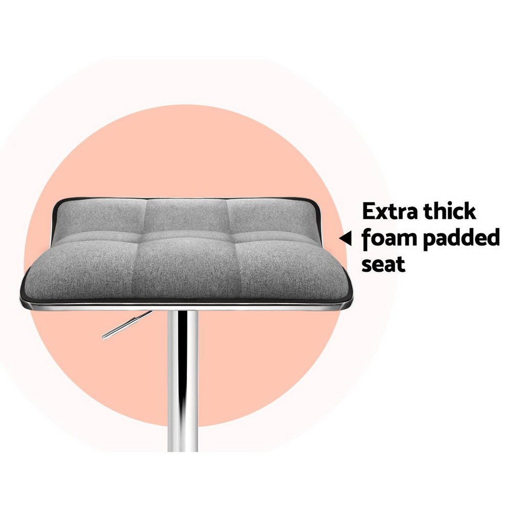 Mason Fabric Gas-Lift Swivel Kitchen Bar Stool Set of 2 – Grey