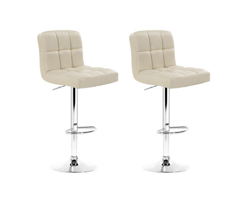 Noel PU Leather Gas-Lift Swivel Kitchen Bar Stool Set of 2 – Beige