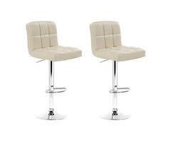 Set of 2 PU Leather Bar Stools NOEL Kitchen Chairs Swivel Bar Stool Gas Lift Beige