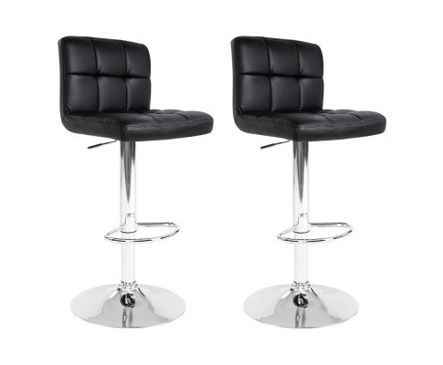 Noel PU Leather Gas-Lift Swivel Kitchen Bar Stool Set of 2 – Black