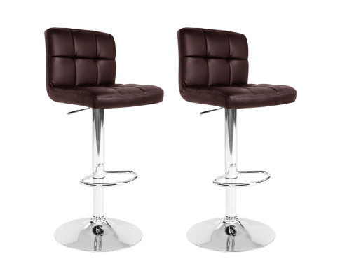 Noel PU Leather Gas-Lift Swivel Kitchen Bar Stool Set of 2 – Chocolate