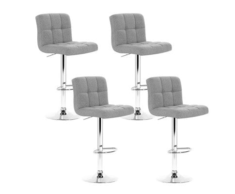 Noel Fabric Gas-Lift Swivel Kitchen Bar Stool Set of 4 – Grey