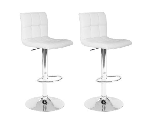 Noel PU Leather Gas-Lift Swivel Kitchen Bar Stool Set of 2 – White