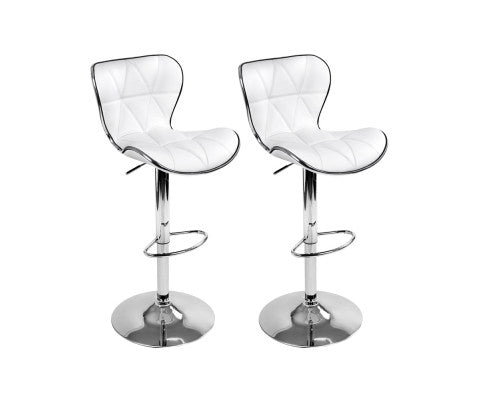 Ruby PU Leather Gas-Lift Swivel Kitchen Bar Stool Set of 2 – White