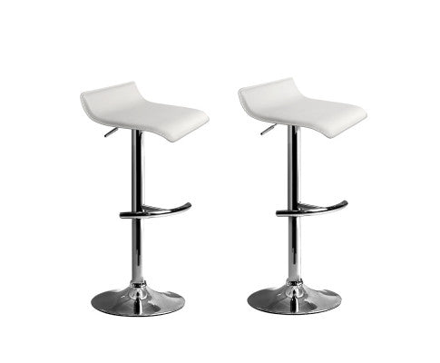 Sena PU Leather Gas-Lift Swivel Kitchen Bar Stool Set of 2 – White