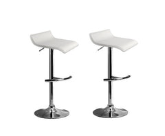 Set of 2 PU Leather Bar Stools - White