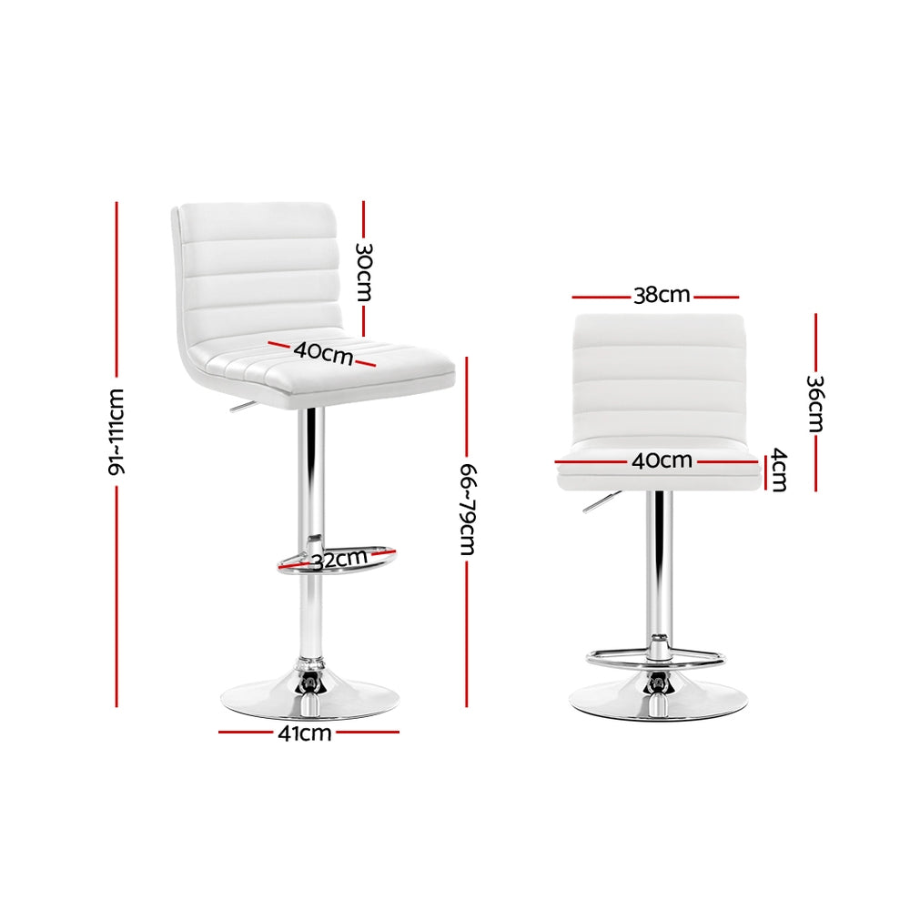 Arne PU Leather Gas-Lift Swivel Kitchen Bar Stool Set of 2 – White