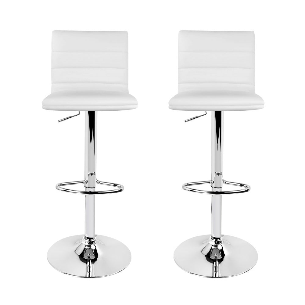 Arne PU Leather Gas-Lift Swivel Kitchen Bar Stool Set of 2 – White