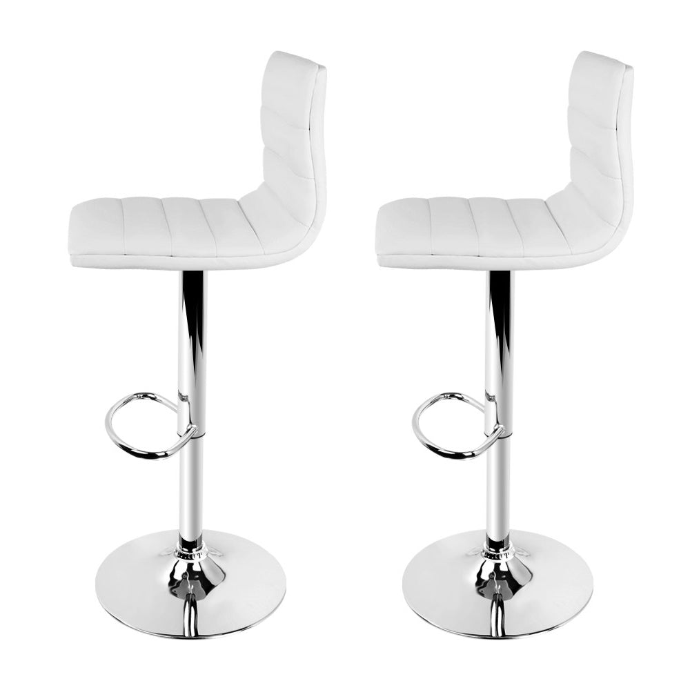 Arne PU Leather Gas-Lift Swivel Kitchen Bar Stool Set of 2 – White