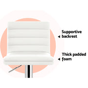 Arne PU Leather Gas-Lift Swivel Kitchen Bar Stool Set of 2 – White