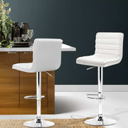 Arne PU Leather Gas-Lift Swivel Kitchen Bar Stool Set of 2 – White