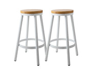 Rocco Wooden Backless Stackable Kitchen Bar Stool Set of 2 – White