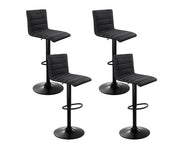 Nolan Fabric Gas-Lift Swivel Kitchen Bar Stool Set of 4 – Black