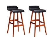 Sliva PU Leather Kitchen Bar Stool Set of 2 – Black & Wood