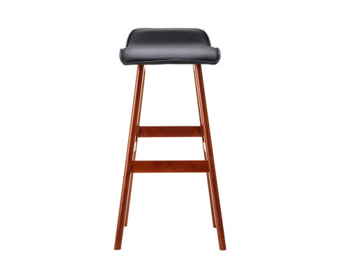 Sliva PU Leather Kitchen Bar Stool Set of 2 – Black & Wood