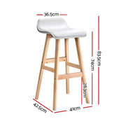 Sliva PU Leather Kitchen Bar Stool Set of 2 – White & Wood