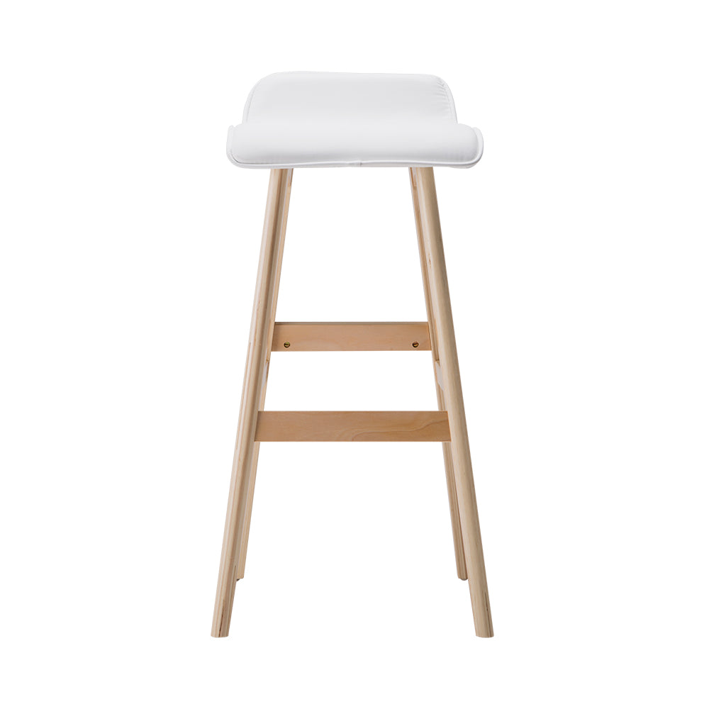 Sliva PU Leather Kitchen Bar Stool Set of 2 – White & Wood