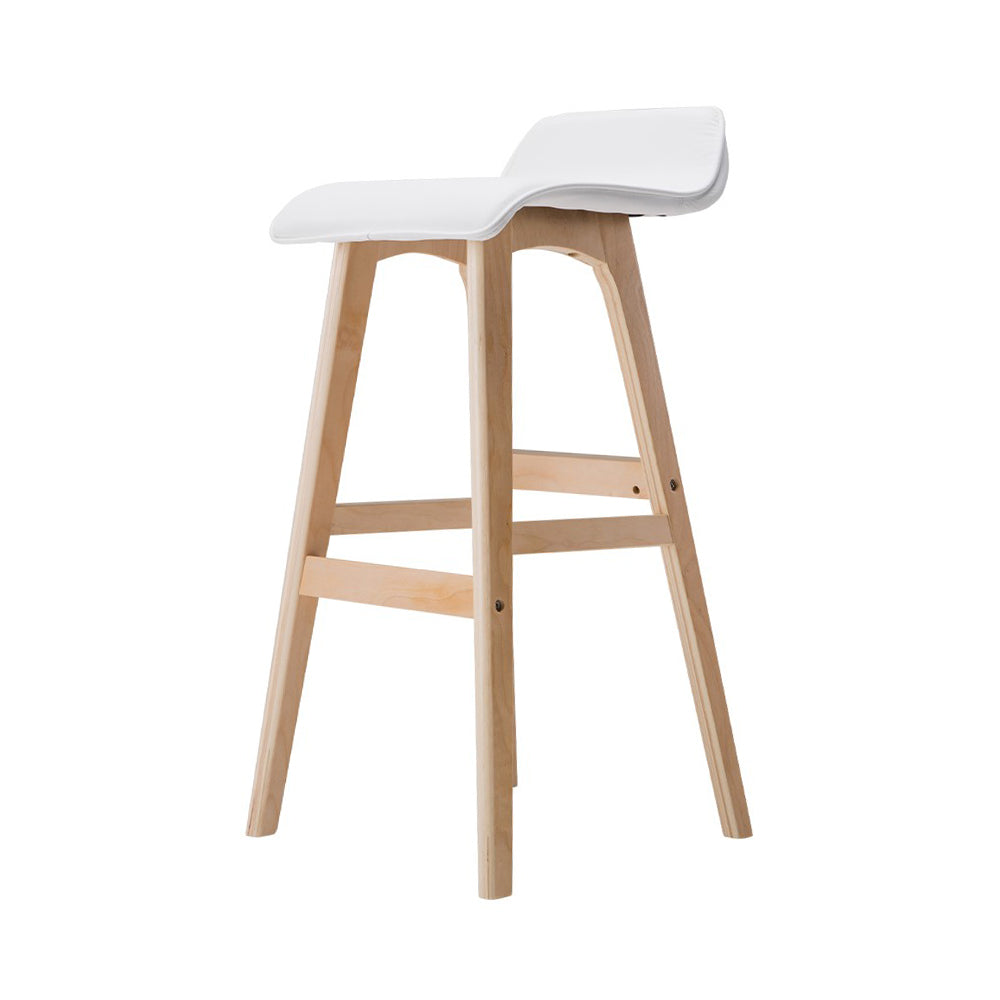 Sliva PU Leather Kitchen Bar Stool Set of 2 – White & Wood