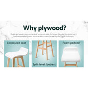 Sliva PU Leather Kitchen Bar Stool Set of 2 – White & Wood