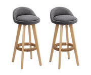 Dalvey Fabric Wooden Swivel Bar Stool Set of 2 – Grey