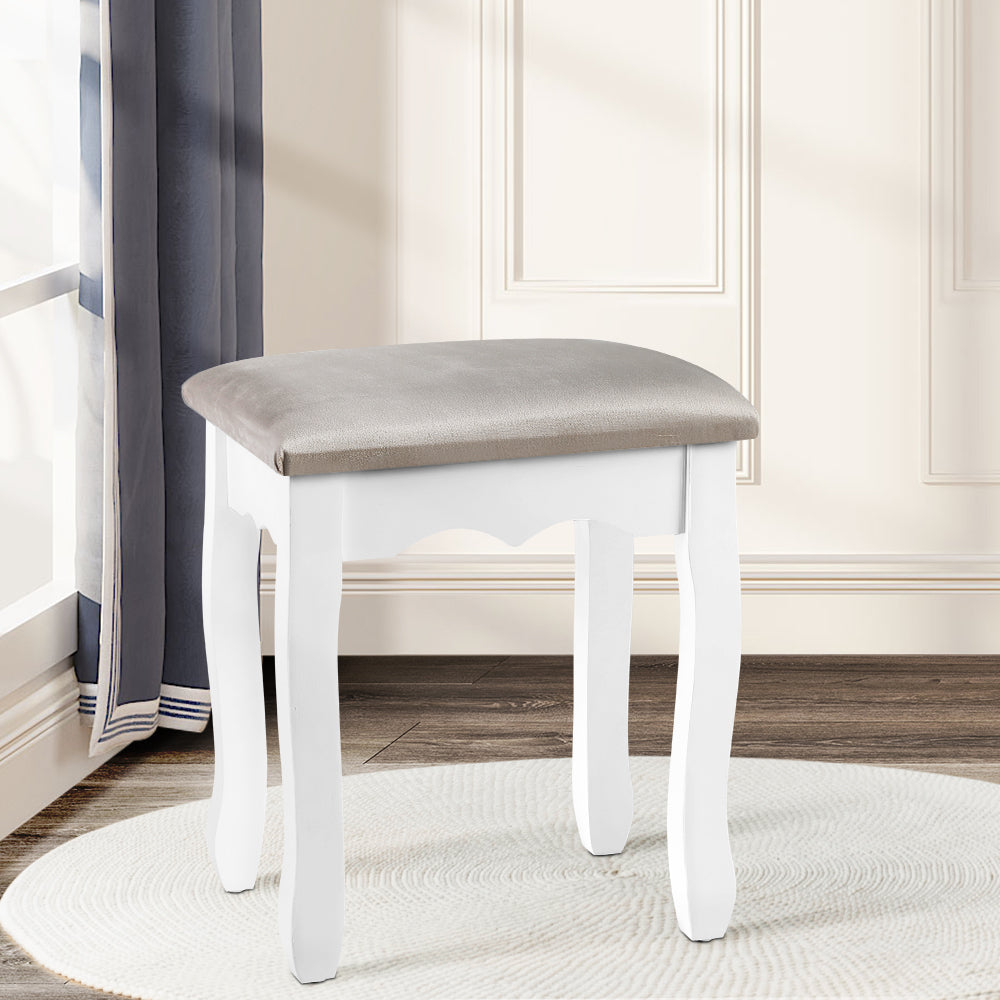 Avalon Velvet Vanity Stool – Grey