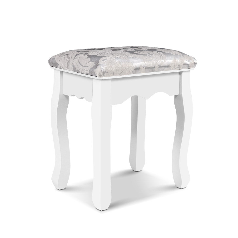 Avalon Velvet Vanity Stool – White