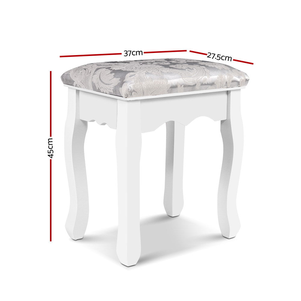 Avalon Velvet Vanity Stool – White