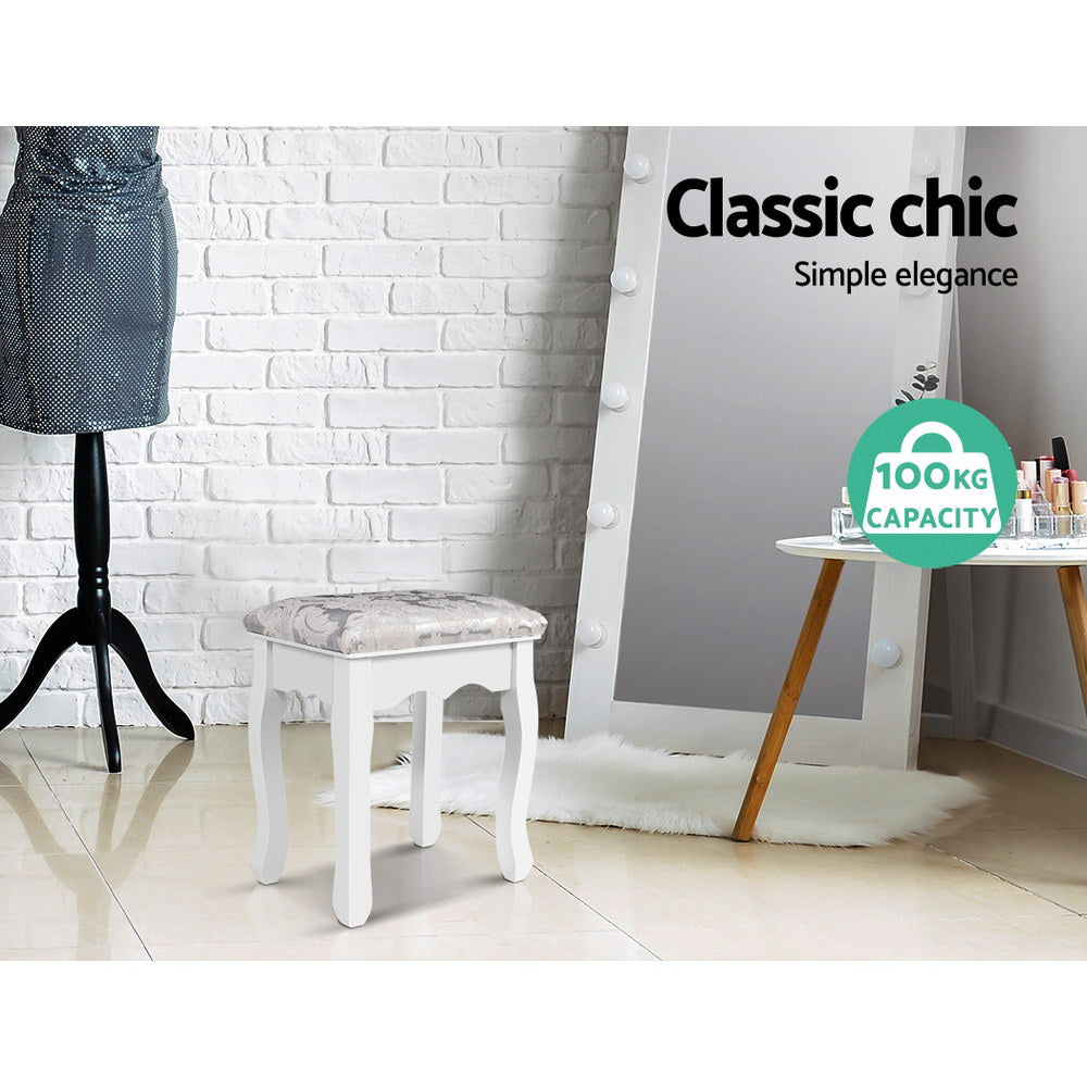 Avalon Velvet Vanity Stool – White