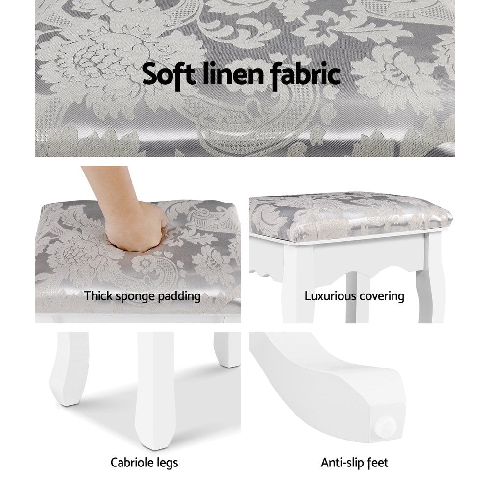 Avalon Velvet Vanity Stool – White