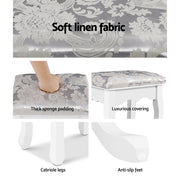 Avalon Velvet Vanity Stool – White