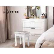 Avalon Velvet Vanity Stool – White