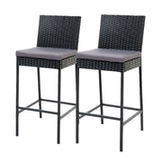 Marina Outdoor Wicker Bar Stool Set of 2 – Black