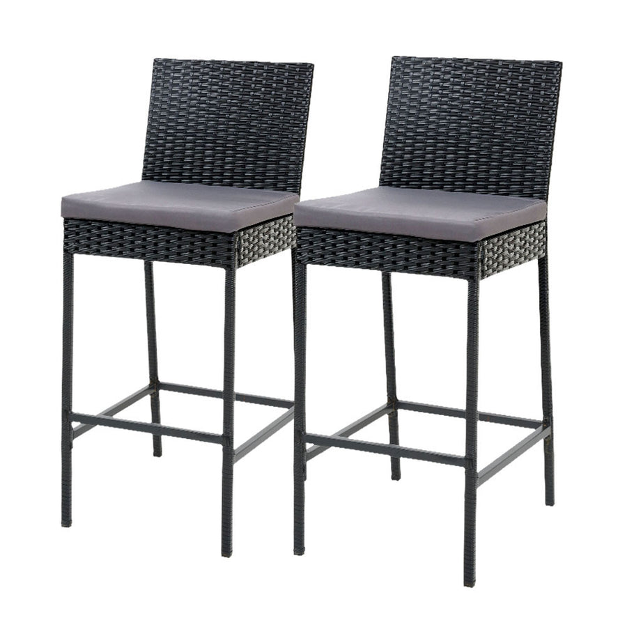 Marina Outdoor Wicker Bar Stool Set of 2 – Black