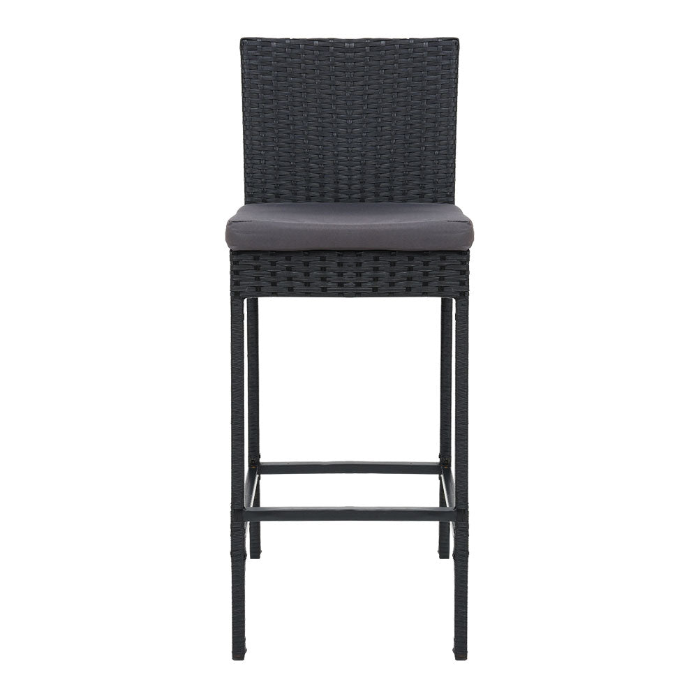 Marina Outdoor Wicker Bar Stool Set of 2 – Black